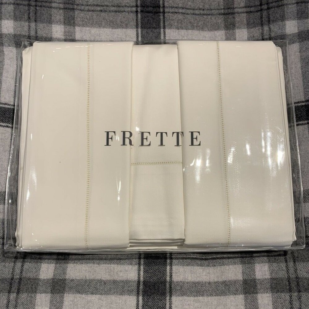 FRETTE MONZA QUEEN 4 PIECE SHEET SET IVORY SATEEN